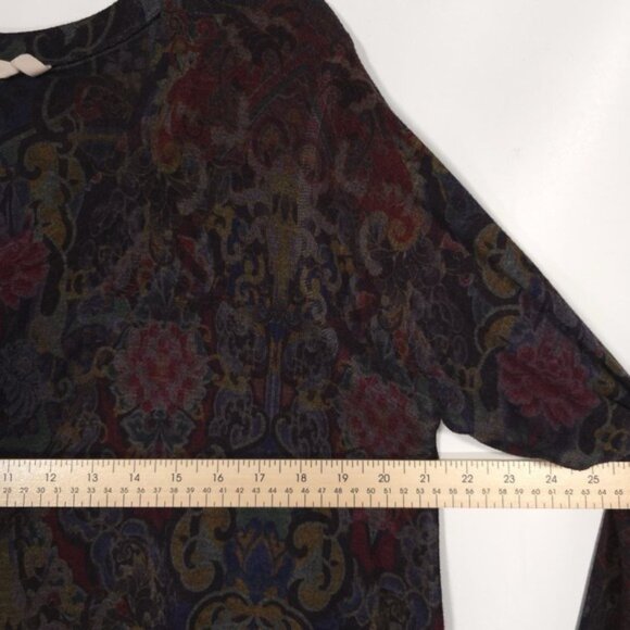 Soft Surroundings Women's Floral Tunic Top LARGE Scoop Neck Artsy USA🇺🇸MADE - Picture 4 of 7